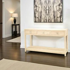 Console 3 tiroirs double plateau hévéa 150cm GALA