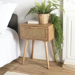 Console 2 tiroirs en cannage rotin naturel PALMA