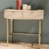 Console 2 tiroirs pieds et poignées dorés CORDOUE