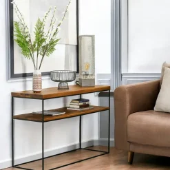 Console bois et métal double plateau OKA 120 cm