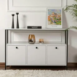 Console d'entrée blanche avec rangement 3 niches JENA