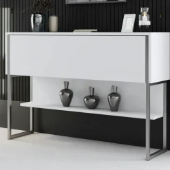 Console d'entrée blanche design avec grand rangement JENA