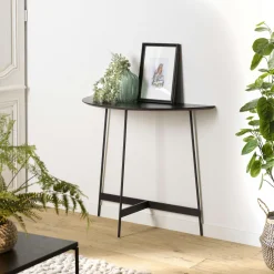 Console d'entrée demi-lune bois noir CORUMBA
