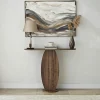 Console d'entrée design organique effet bois foncé MARFA