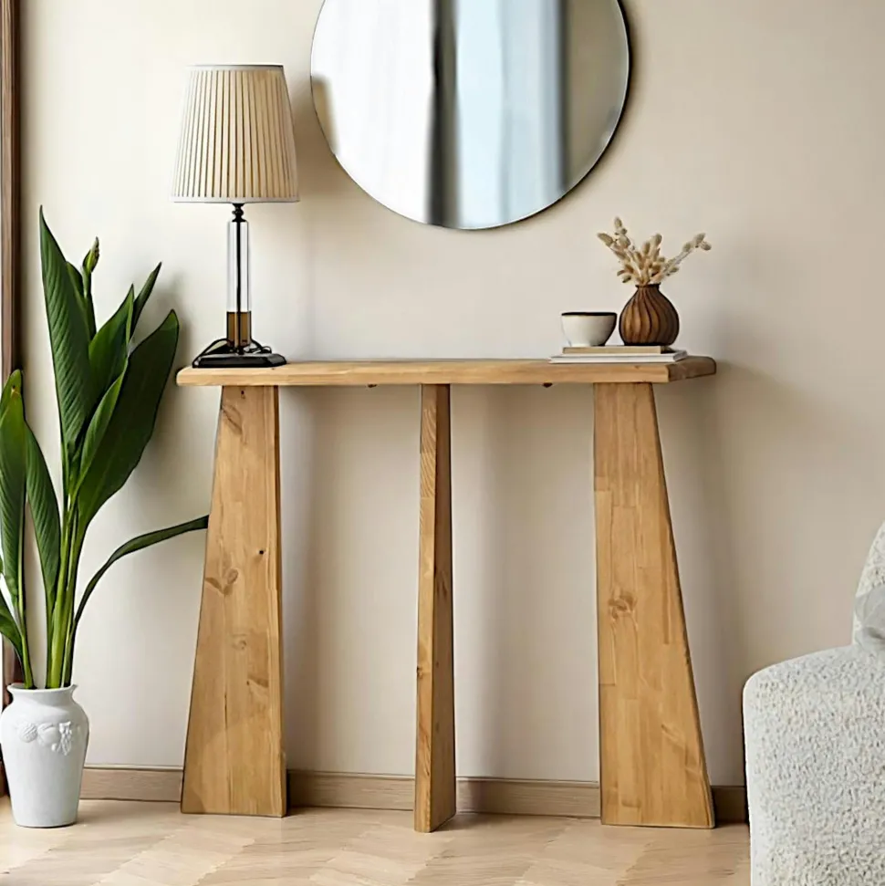 Console d'entrée en bois anthracite - 3 pieds SITIA