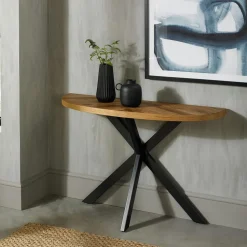 Console d'entrée en marqueterie de chêne finition bois naturel ARLINGTON 2