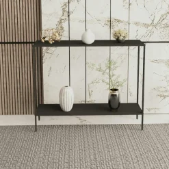 Console d'entrée noire minimaliste - 2 plateaux JENA