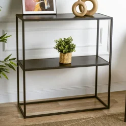 Console d'entrée noire minimaliste - 2 plateaux JENA