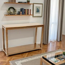 Console double plateaux hévéa 115CM OLGA