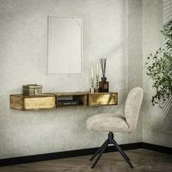 Console en bois de manguier finition cuivrée (2 tiroirs) VARA