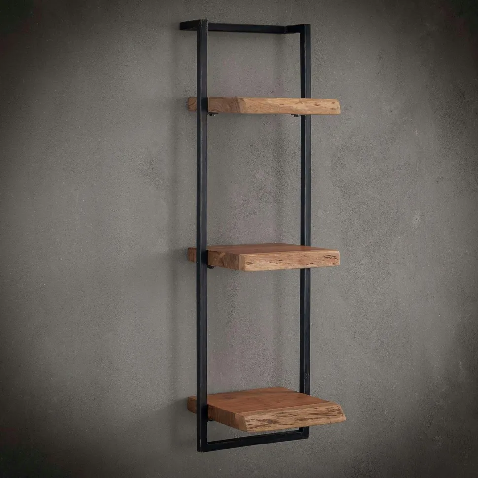 Console entrée rétro bois d'hévéa métal LOFT