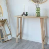 Console entrée rustique - bois clair, pieds tréteaux MENDOZA