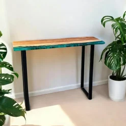 Console epoxy noir et bois d'acacia BORA