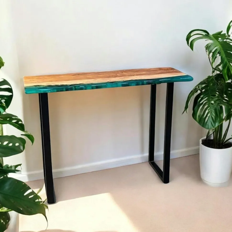 Console epoxy noir et bois d'acacia BORA