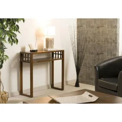 Console exotique bois acajou avec tiroirs 120cm LOLA
