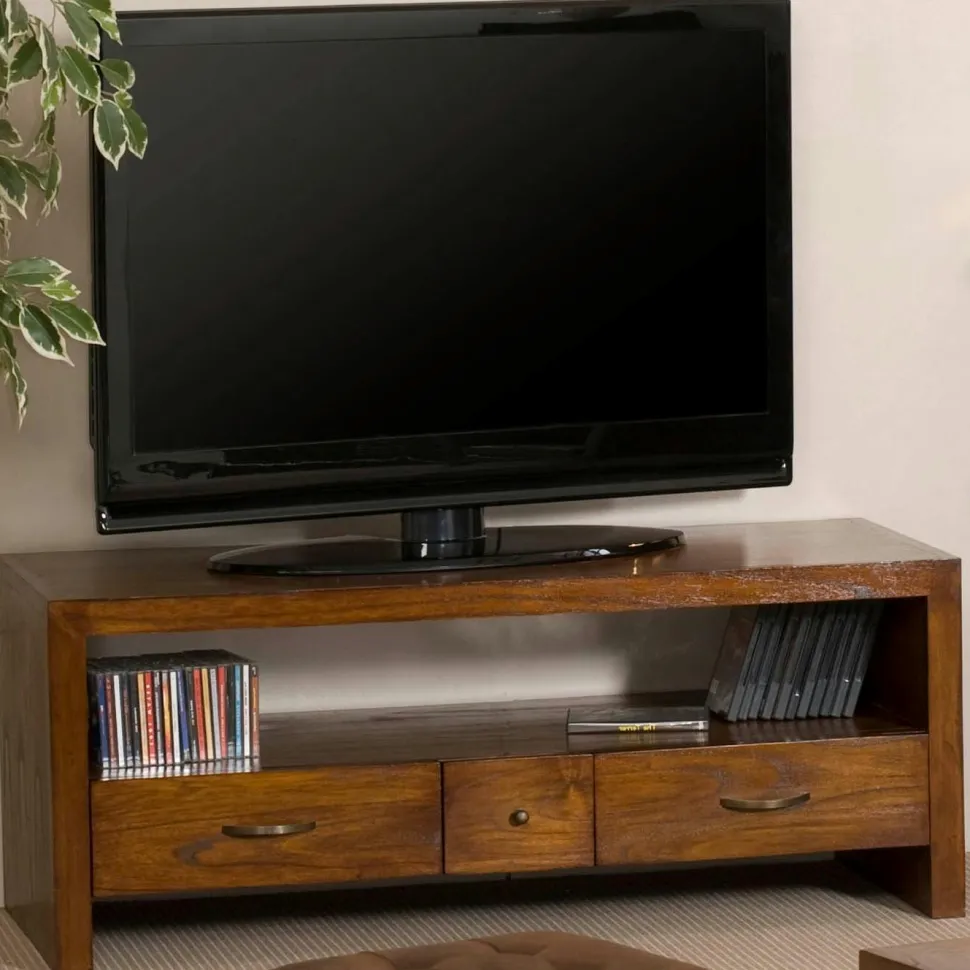 Console exotique bois acajou avec tiroirs 120cm LOLA