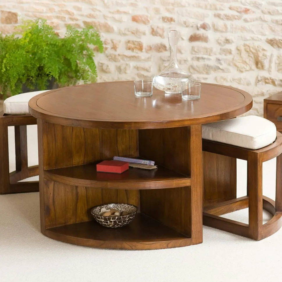 Console exotique bois acajou avec tiroirs 120cm LOLA