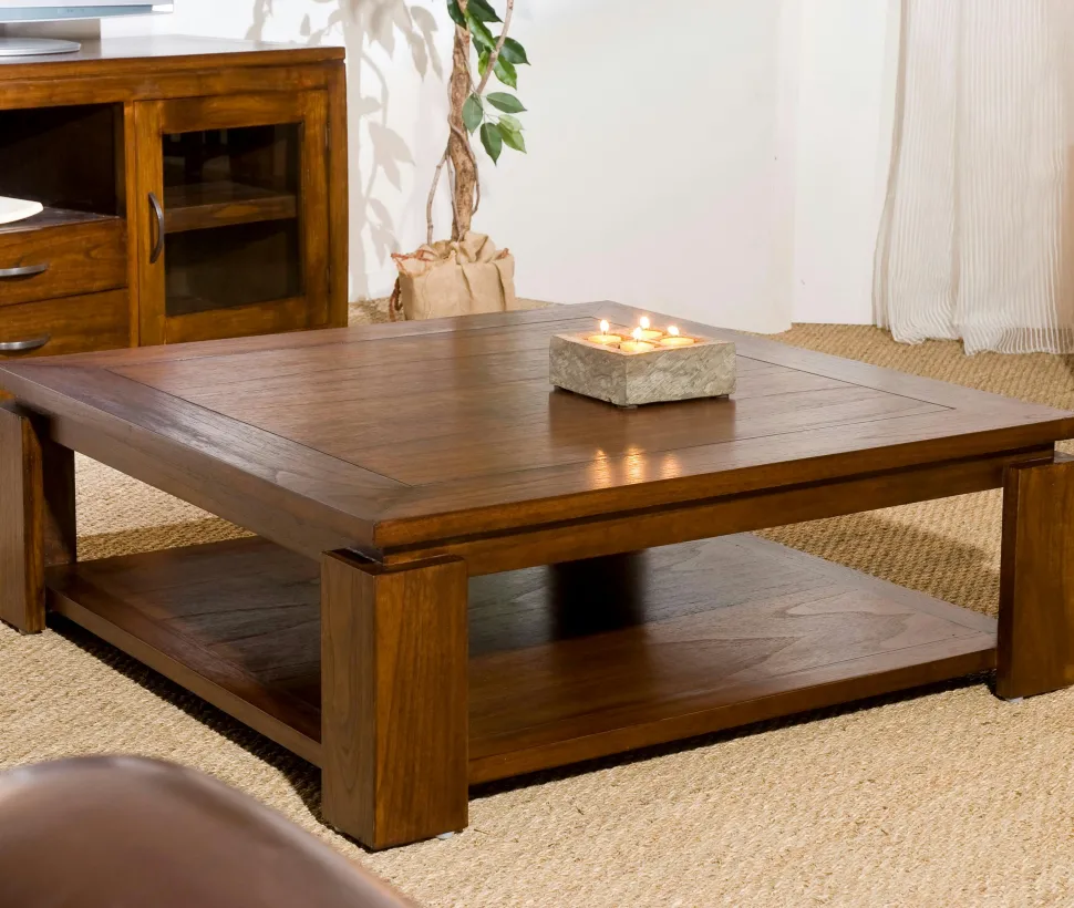Console exotique bois acajou avec tiroirs 120cm LOLA