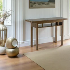 Console extensible en table repas hévéa 120cm HELENA