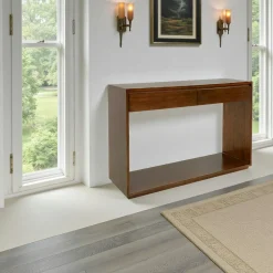 Console Hévéa 2 tiroirs, double plateaux 120x40x85cm BALTIC