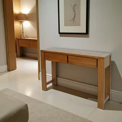 Console Hévéa 2 tiroirs 115x30x75cm OLGA