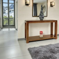 Console hévéa double plateaux 120cm HELENA