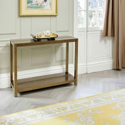 Console hévéa double plateau 110cm GALA