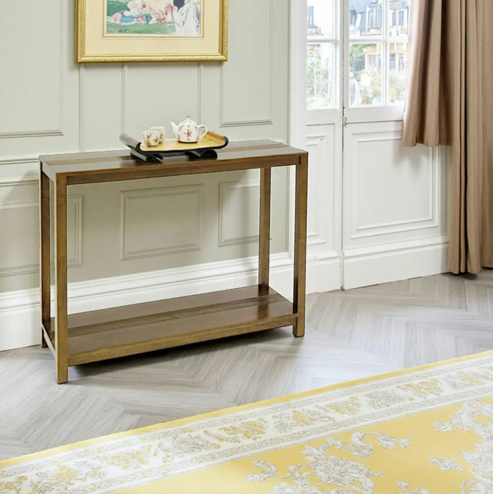 Console hévéa double plateau 110cm GALA