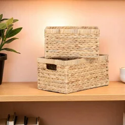 Console hévéa recyclé naturel et métal noirci 2 tiroirs 2 plateaux 90X35X80cm DOCKER