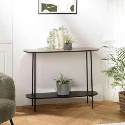 Console moderne 2 plateaux bords arrondis LANDAISE