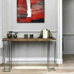 Console moderne chêne acier RIVERSIDE
