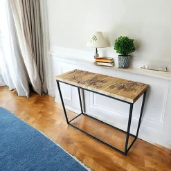 Console rectangulaire teck et pieds métal
