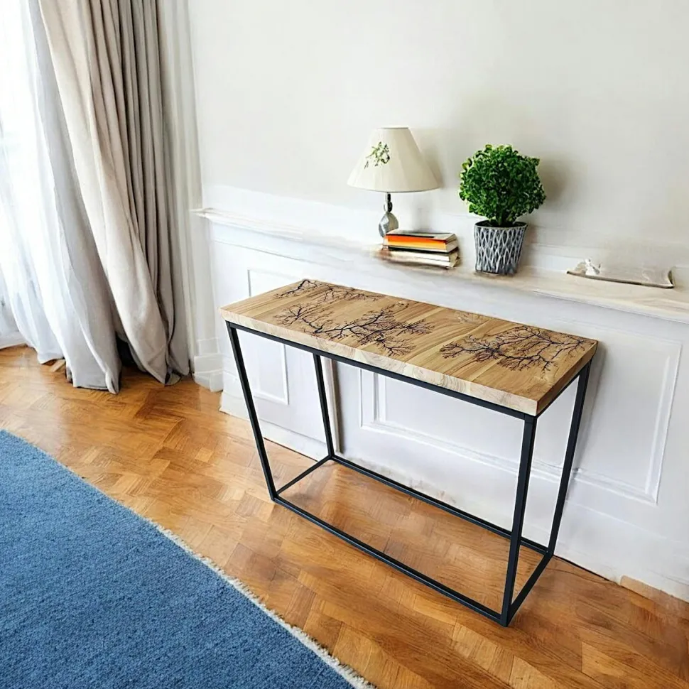 Console rectangulaire teck et pieds métal
