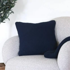 Coussin déco bleu marine en coton recyclé BRUGES