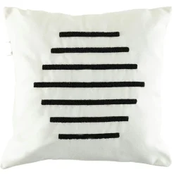 Coussin de canapé en lin – rayures en bouclette noire IZMIR
