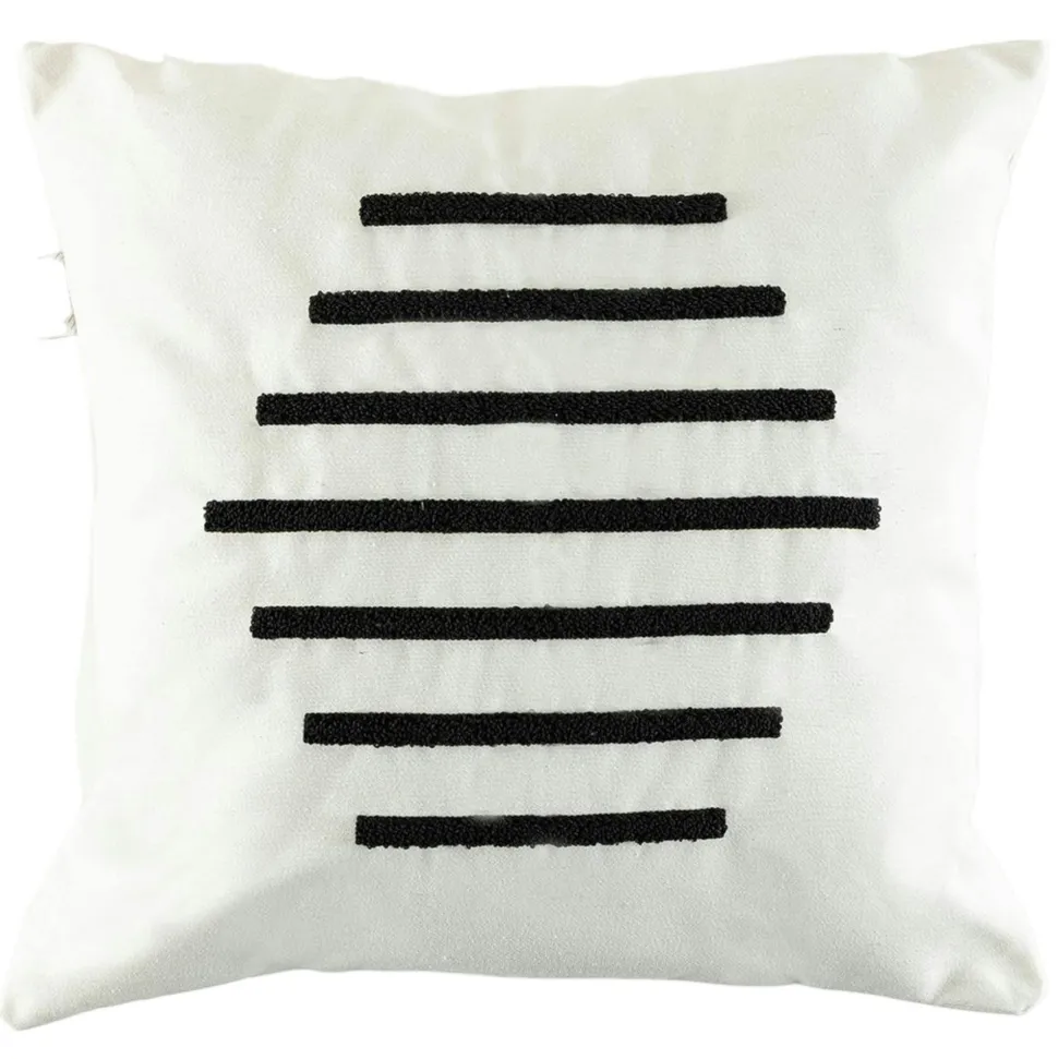 Coussin de canapé en lin – rayures en bouclette noire IZMIR