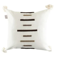 Coussin de canapé en lin – rayures en bouclette noire IZMIR
