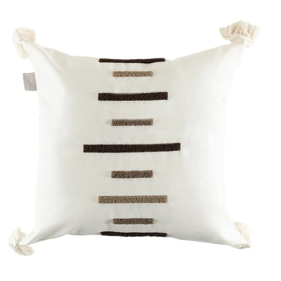 Coussin de canapé en lin – rayures en bouclette noire IZMIR