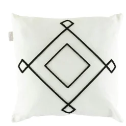 Coussin en lin écru – motif losange noir stylisé IZMIR