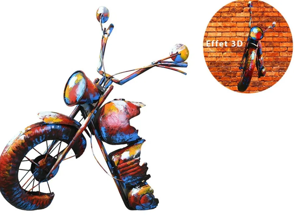 Décoration murale en métal moto