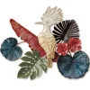 Décoration murale en métal oiseau exotique dans jardin