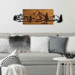Décoration murale en métal et bois – arbre de vie
