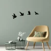 Décoration murale en métal noir – oiseaux en vol (lot de 4)