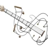 Décoration murale guitare métal argenté doré 89x44cm