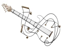 Décoration murale guitare métal argenté doré 89x44cm