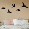 Décoration murale métal noir – envolée d'oiseaux (lot de 5)