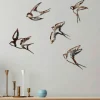 Décoration murale oiseaux en métal mordoré (lot de 5)