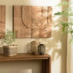 Décoration murale pin recyclé 6 éléments géométriques DENVER