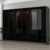 Dressing design 3 penderies, verre & cadre anthracite BYRON