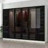 Dressing design 6 portes en verre noir & cadre blanc BYRON